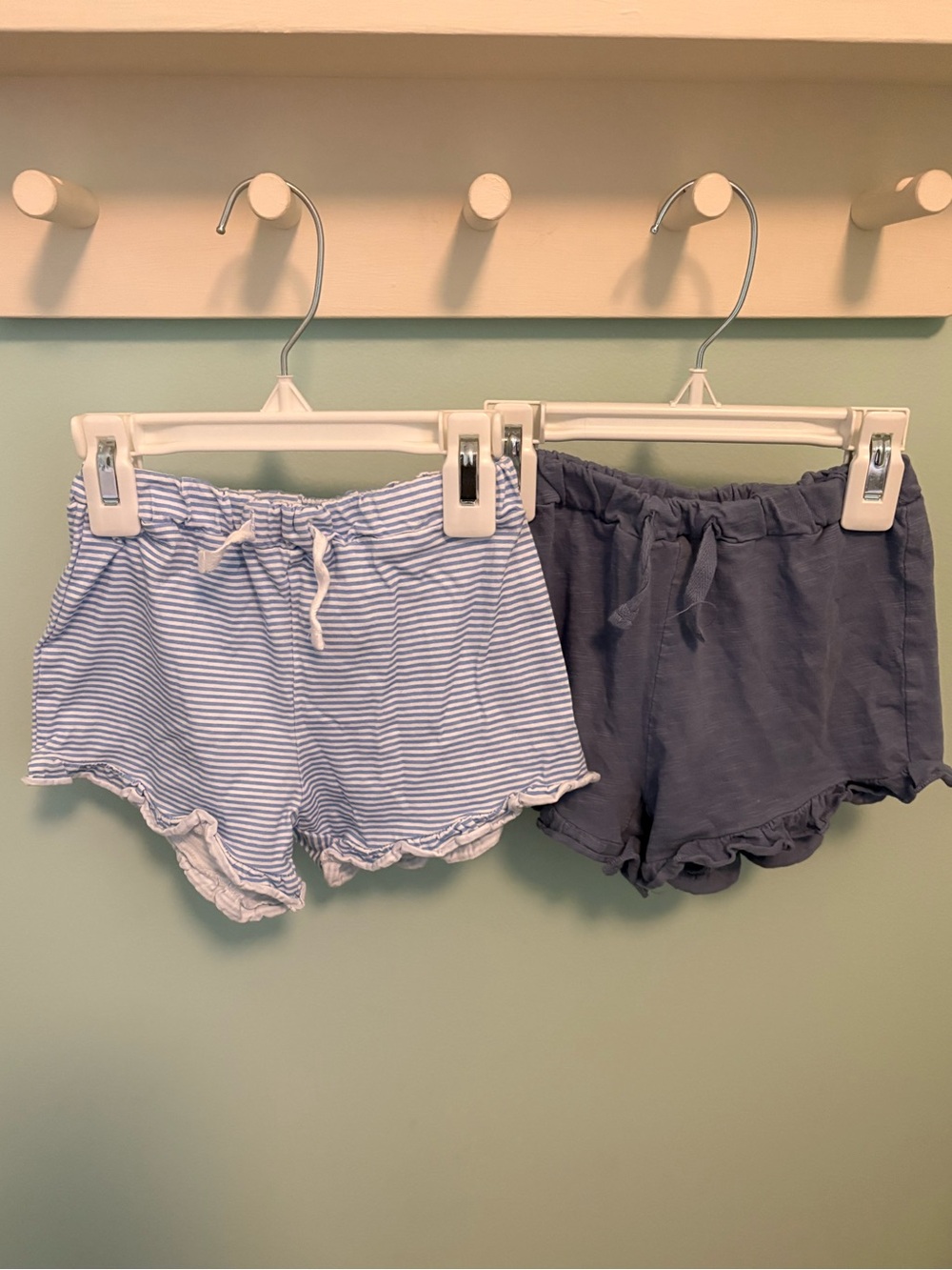 H&M Light Blue & White Striped Ruffle Hem Girls' Shorts